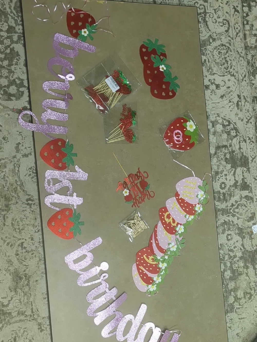 Strawberry Birthday Multipak,Banner, Cake Topper & Cupcake Toppers - & More